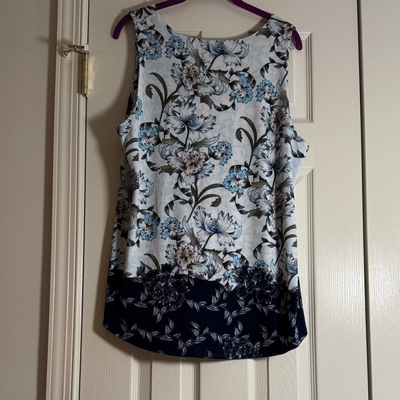 Charter Club Sleeveless Blouse - Light Blue and Navy - Picture 2 of 3